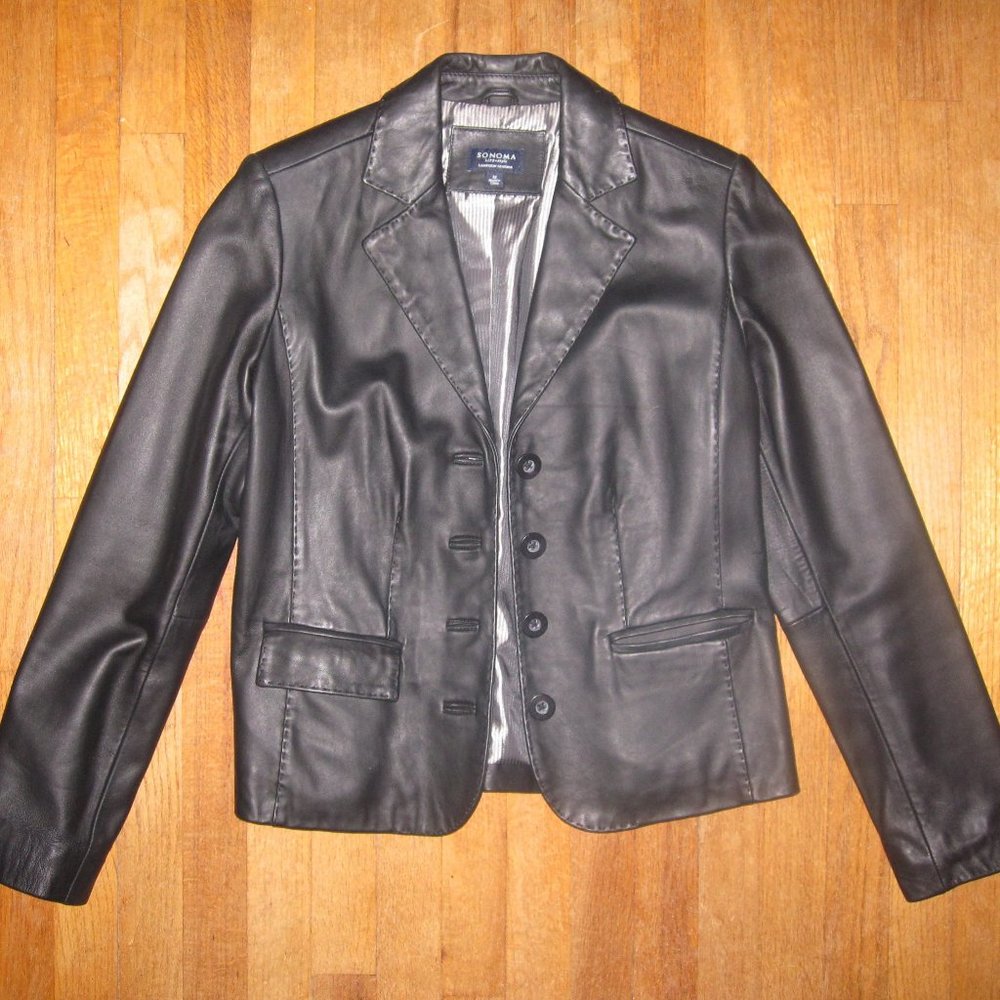 Sonoma Black Leather Womens Blazer
